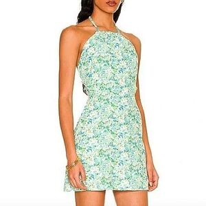 Faithfull the Brand Green and Blue Backless Dress
